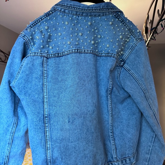 Etsy Embroidered Jean Jacket, Pearl Denim size medium - Picture 6 of 7